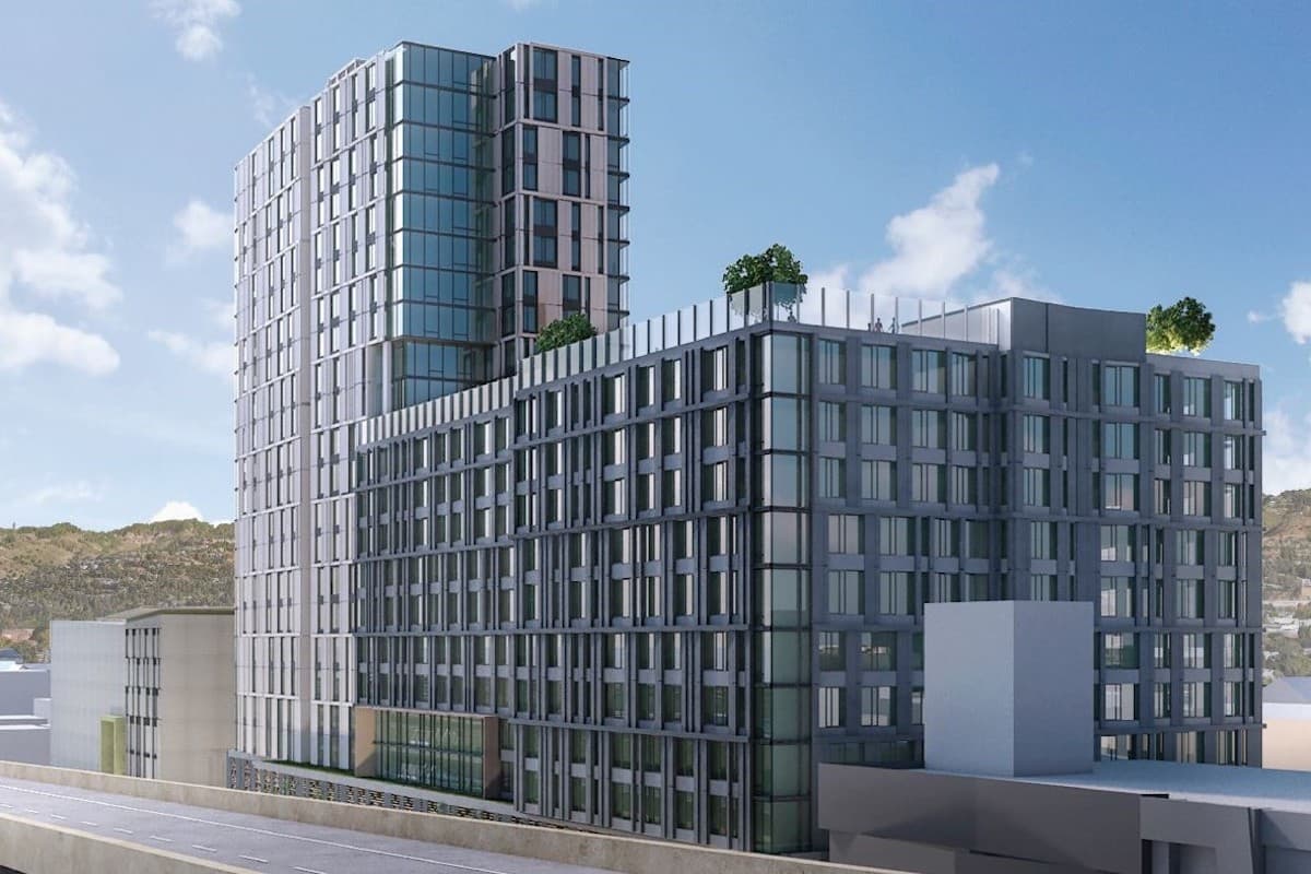Skylyne at Temescal, the 24-story residential tower at MacArthur BART in Oakland